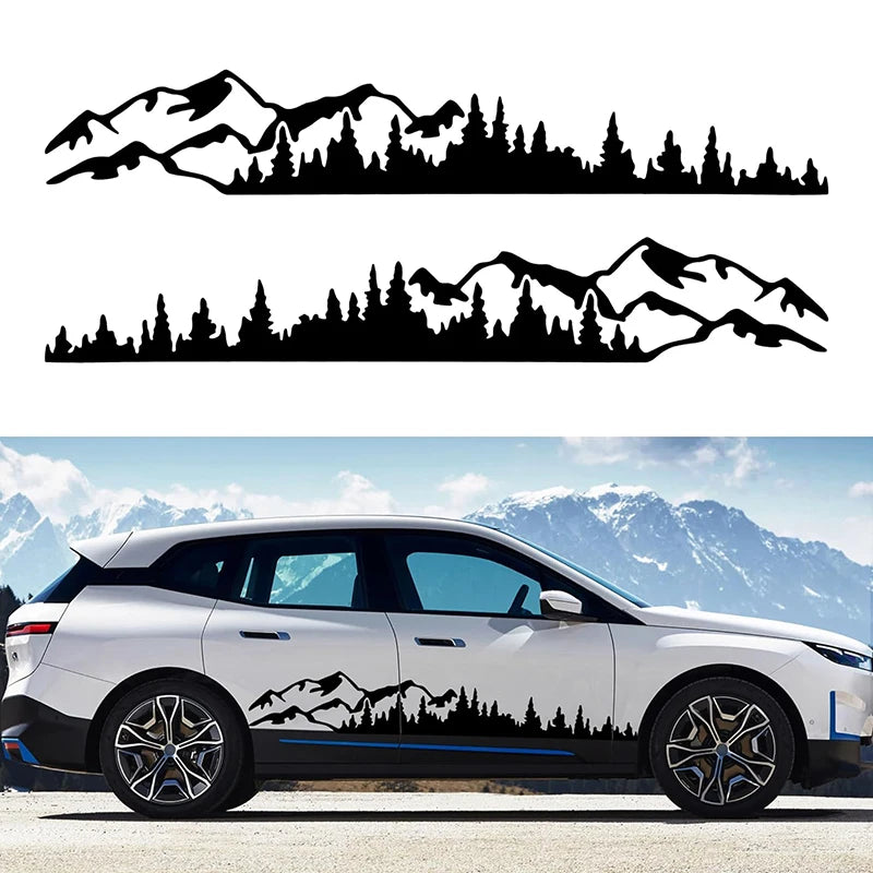 For All 2PCS Forest Vinyl Side Stickers Waterproof Door Truck