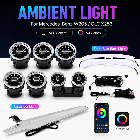 For Mercedes W205 C-Class Glc X253 64-color Ambient Air Vent