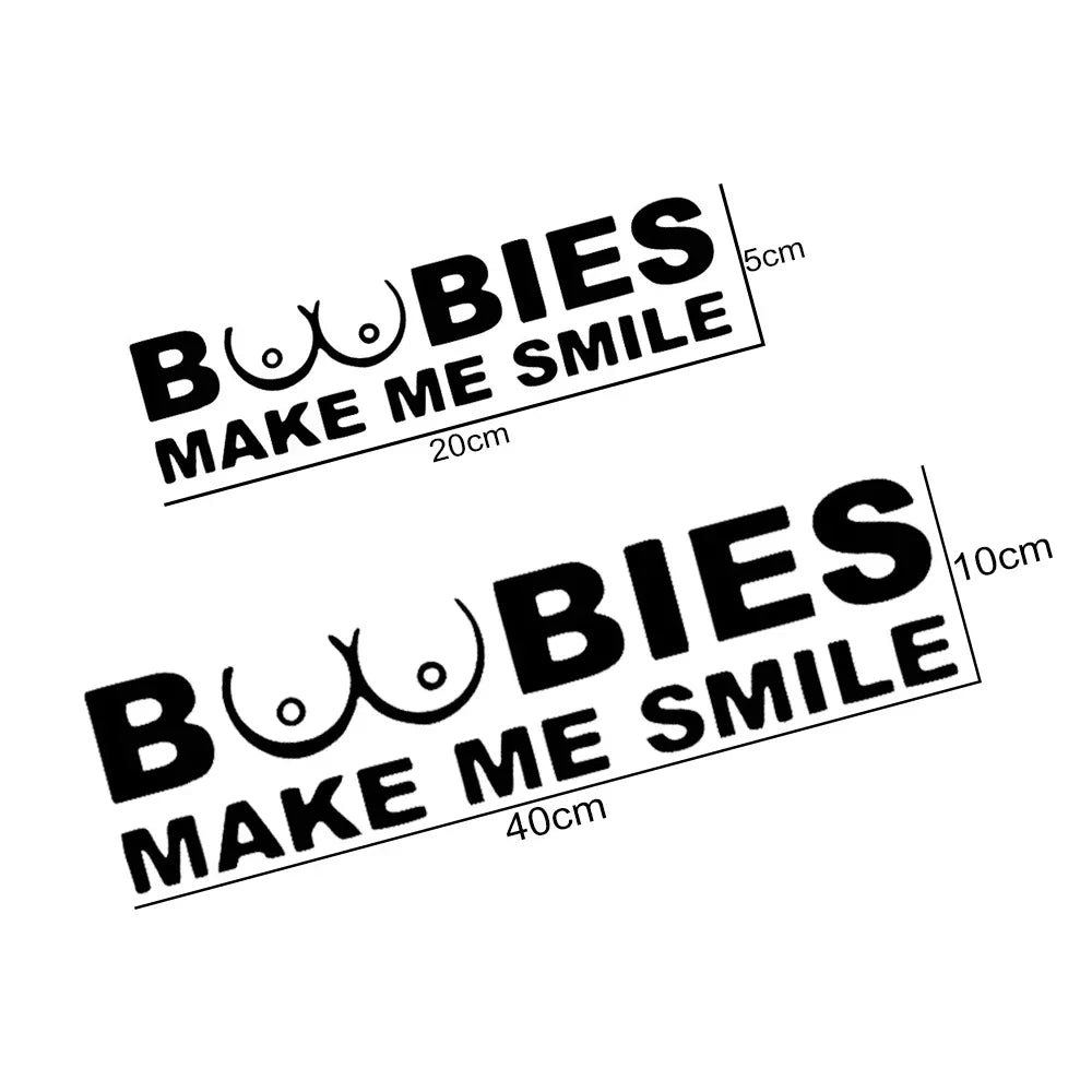 Boobies Make Me Smile Sticker Body Bumper Windows Motorcycle