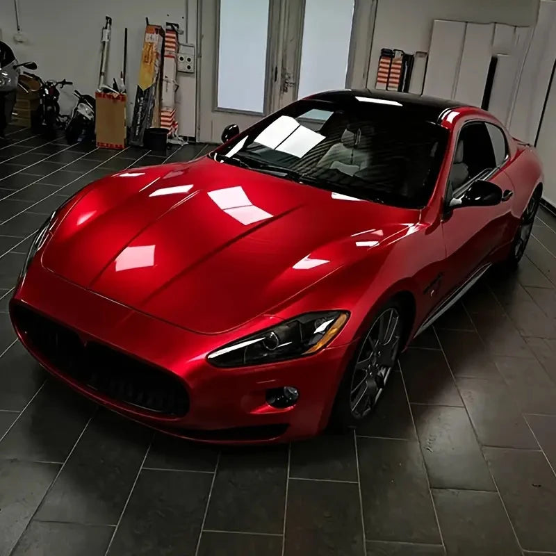 Premium Candy Gloss Metallic Red Vinyl Wrap Film Self