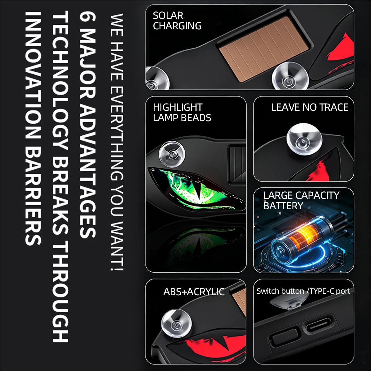Solar Creative Devil S Eye Cold Flash Warning Dynamic
