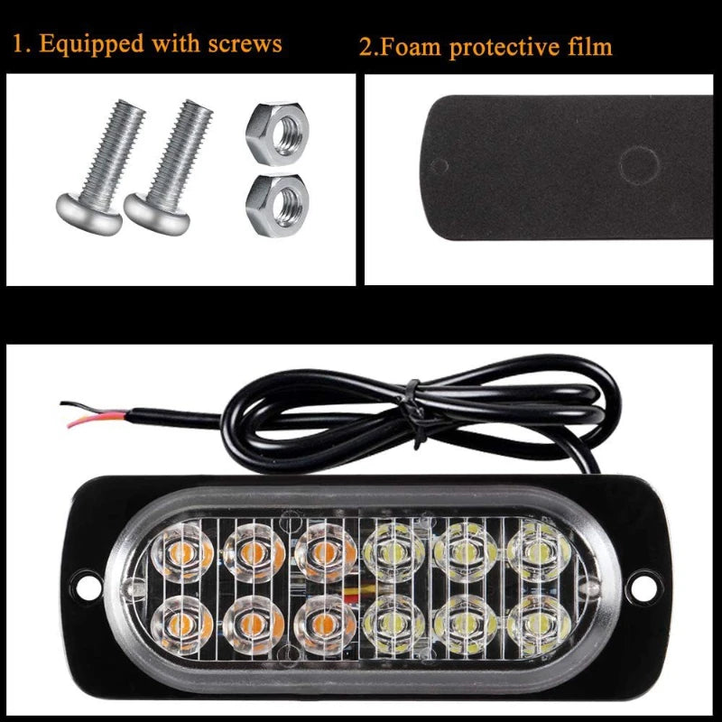 4PC 12LED Truck Side Warning Emergency Amber Constant Super