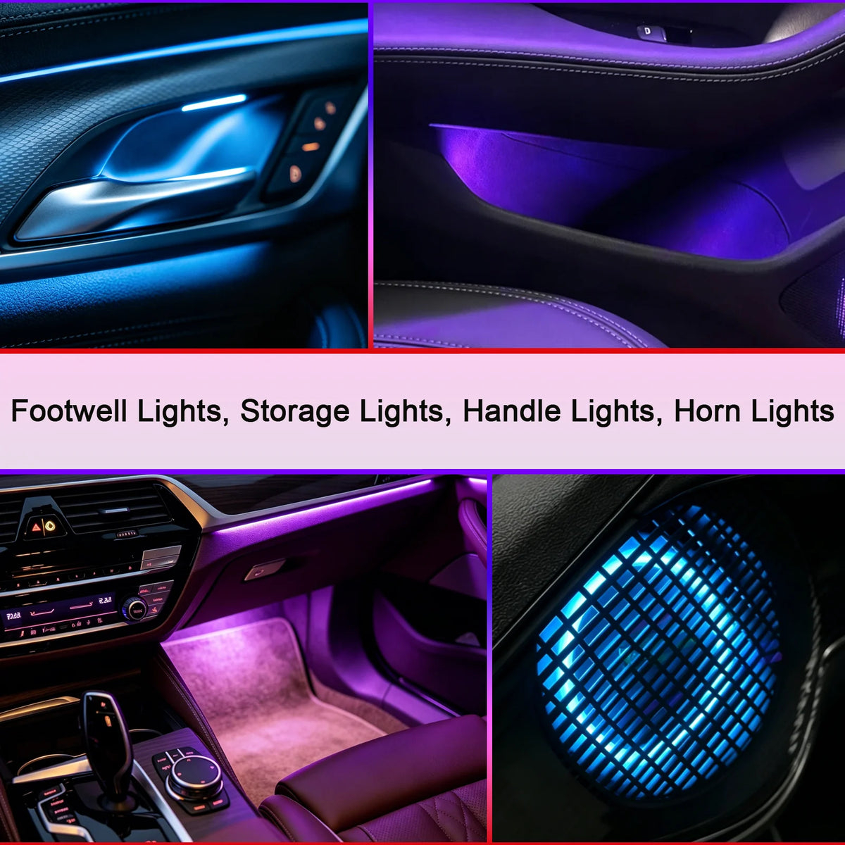 Ambient Lighting Footwell Storage Handle Horn Model Neon