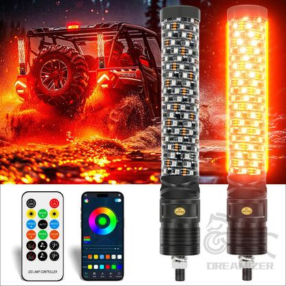 For Side By Side 2PCS 1FT 12V Fat Spiral Whip Utv APP Control