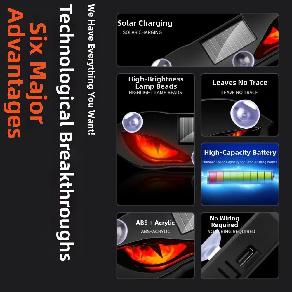Creative Demon Eye Cool Flashing Solar Warning Dynamic Safety