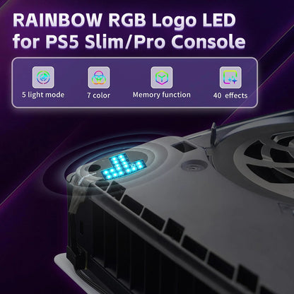 For PS5 Slim Pro Console RGB Extremerate Rainbow Logo Kit Colors
