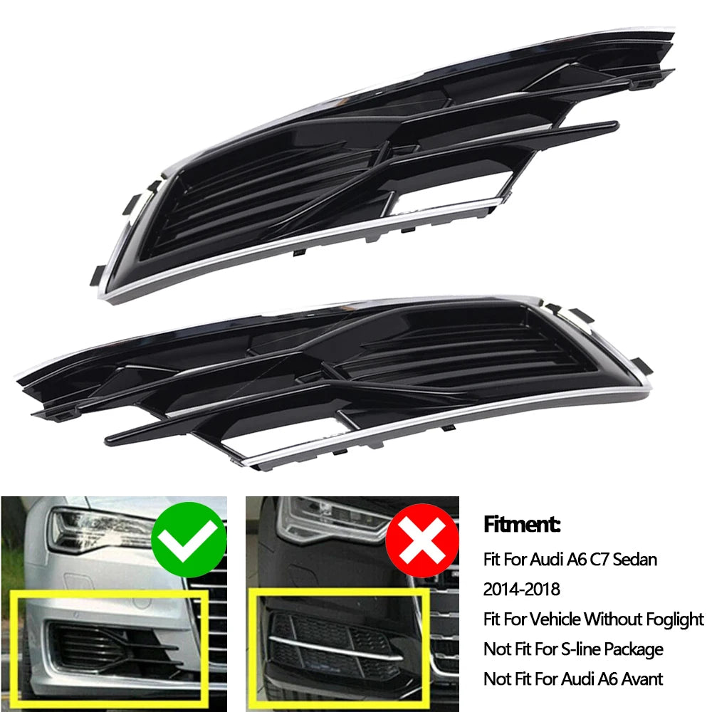 For Audi A6 C7 Sedan 2016 Front Bumper Fog Grilles Grille Cover