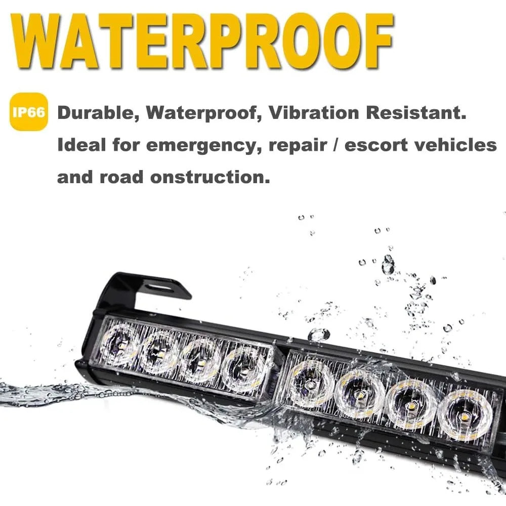 24 Blue Modes Emergency Warning Traffic Advisor Strobe Bar