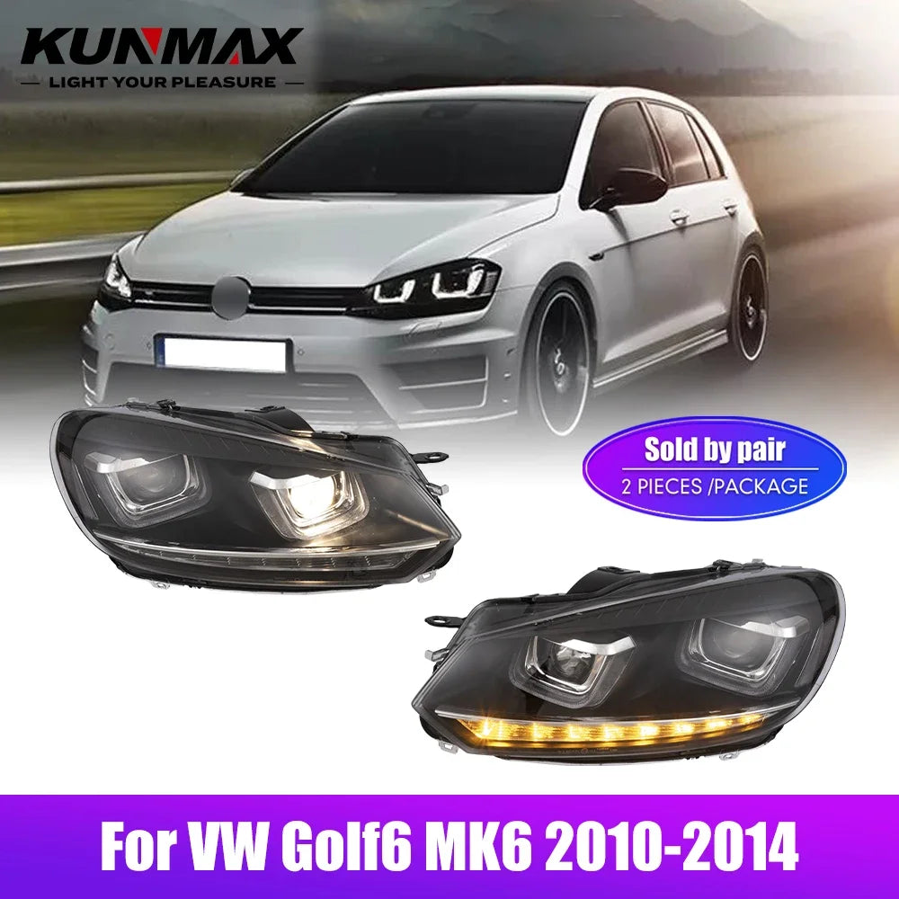 For VW Golf6 MK6 2010-2014 LED 2PCS Head Headlight Drl Daytime