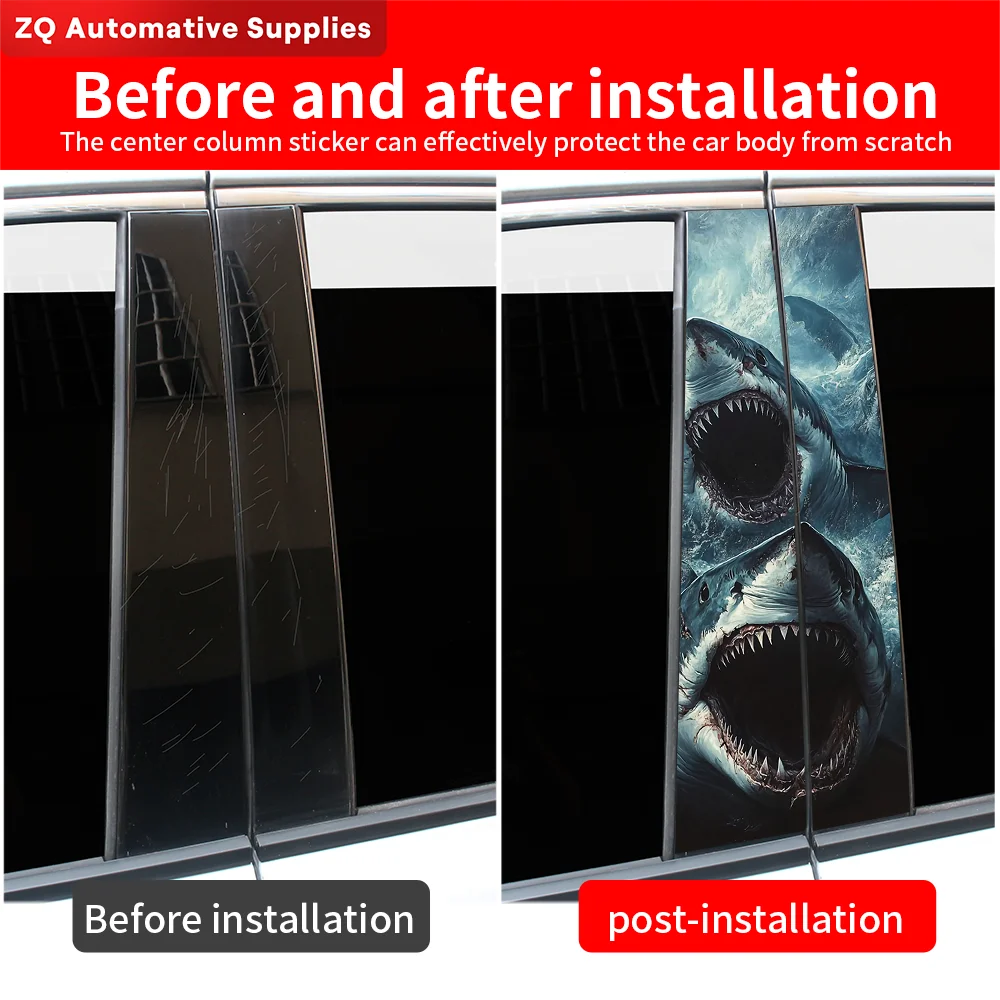 Huge Shark Megalodon Stickers b-pillar Vinyl Decals Door Pillar