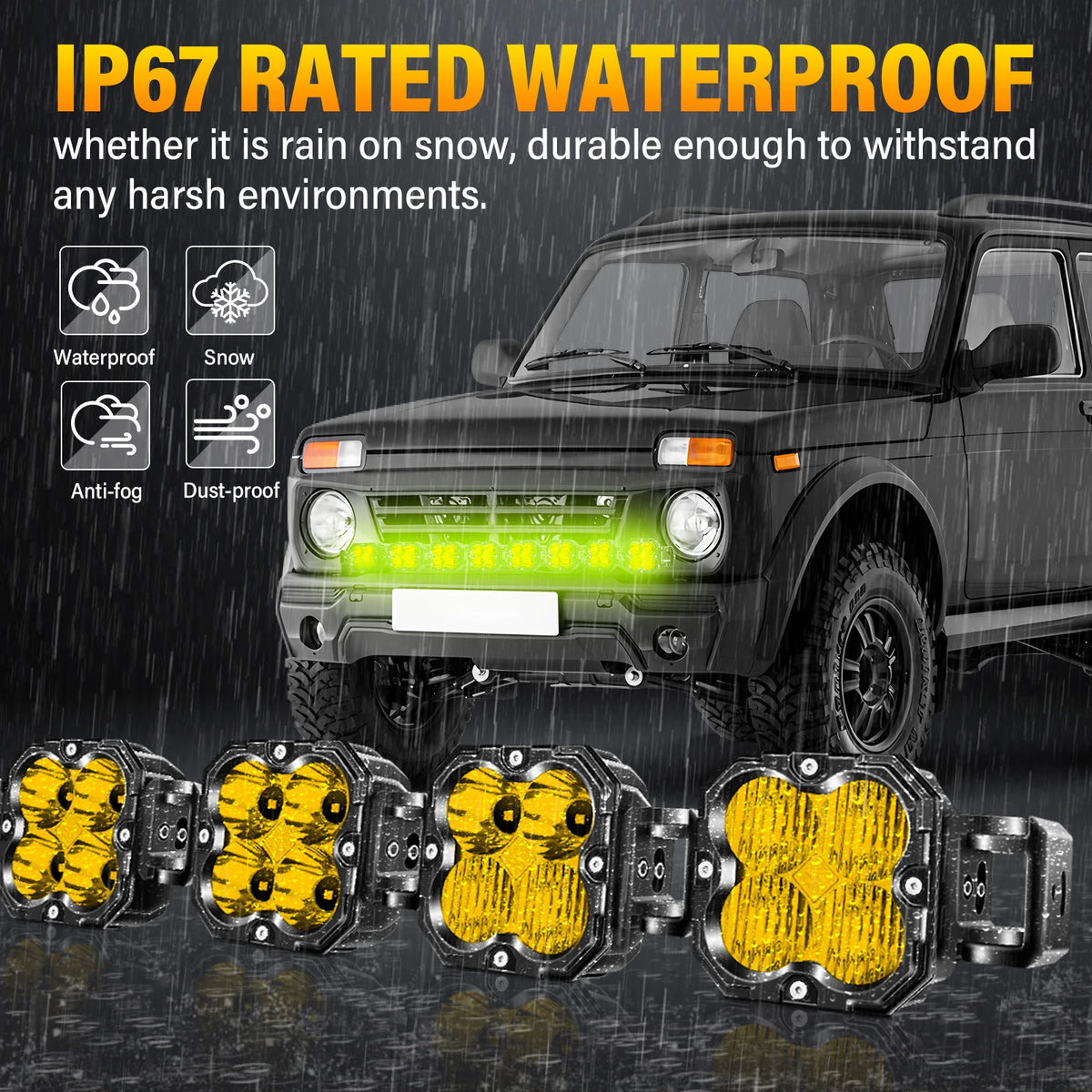 For 4X4 Auto Auxtings 30W Cube Pod Linkable Driving Bar Truck ATV