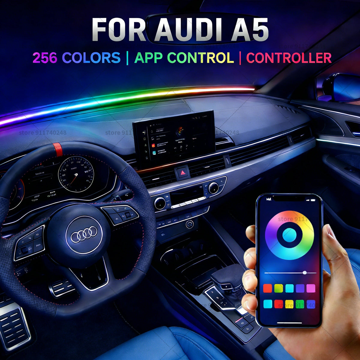 For Audi A5 Front Window Ambient Elevate Night Driving Atmosphere