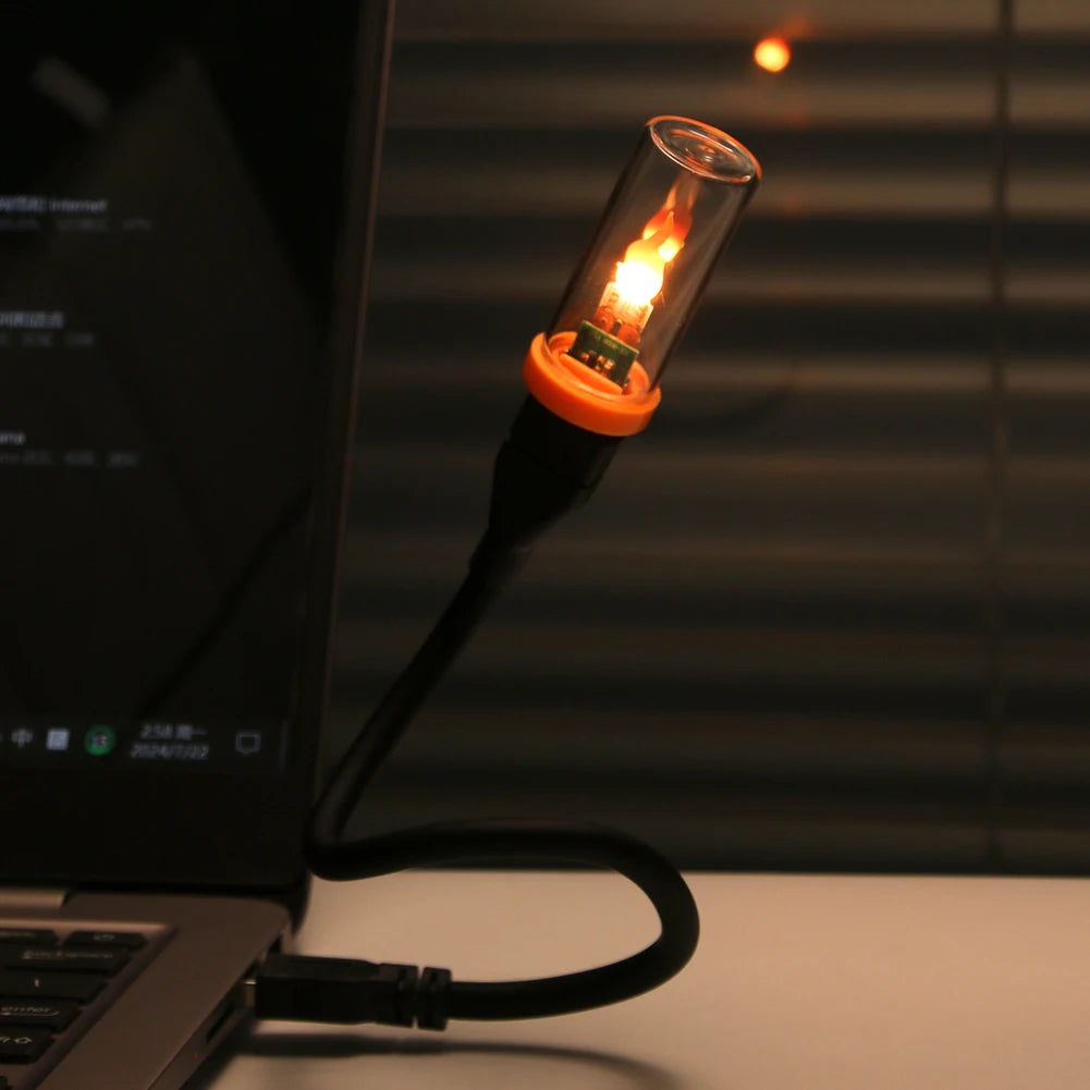 USB Flame Type Night Frosted Clear Glass Bedroom Mood