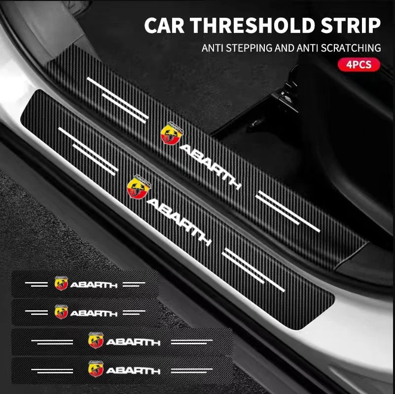 For Fiat Abarth 595 Abarth 500 Carbon Fiber Stickers Door Sill