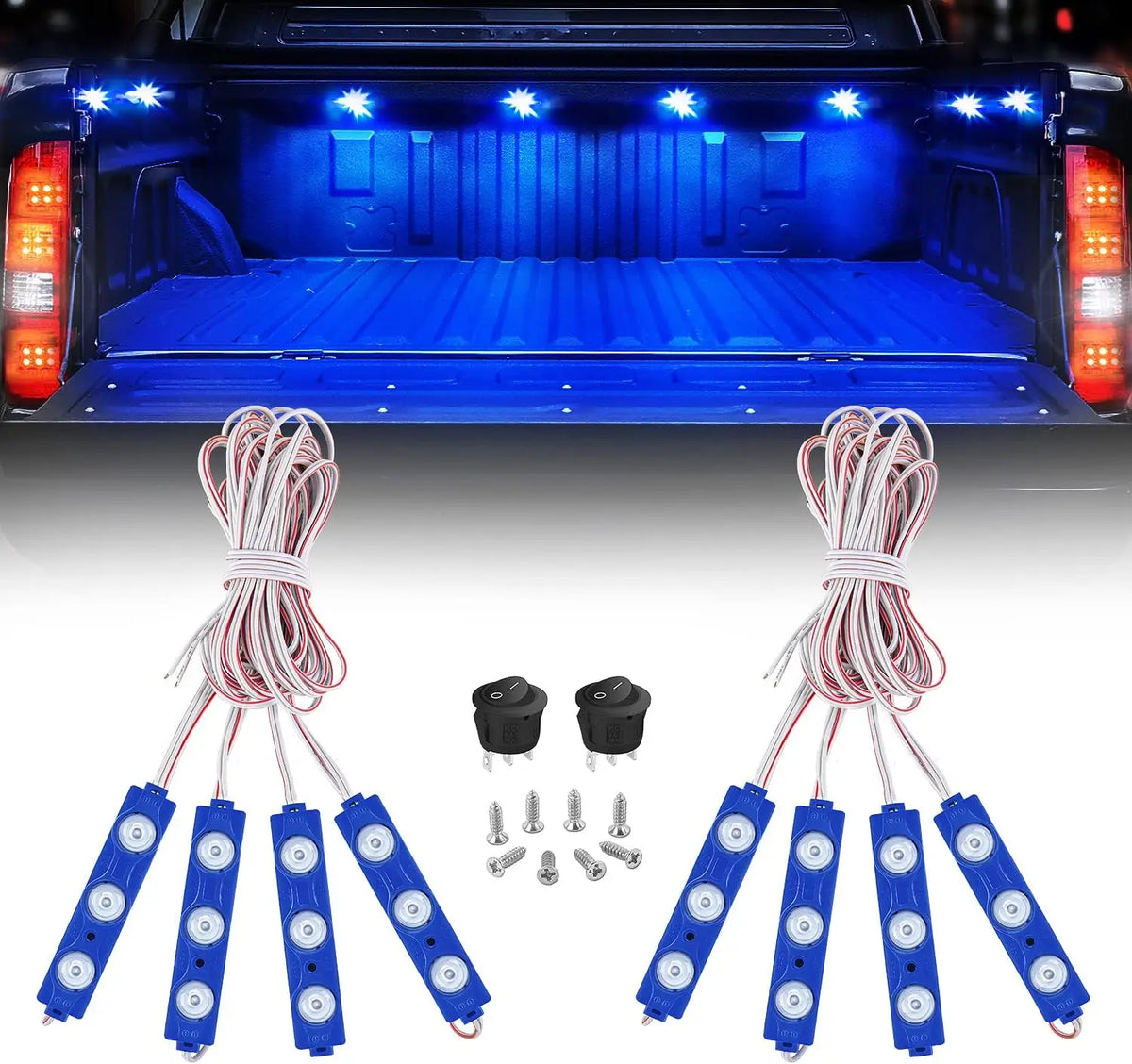 Nilight 8PCS Truck Pickup Bed 24LED Green Cargo Rock