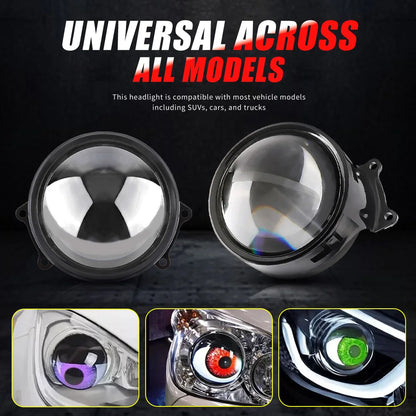 For Headlights Projector Lens 3 Inch Dynamic Devils Eyes Demon