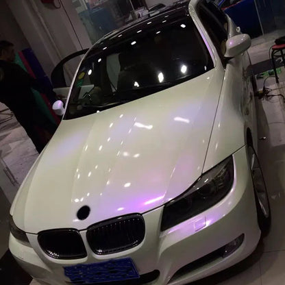 Premium Glossy Chameleon Pearl White Vinyl Sticker Bubble Air