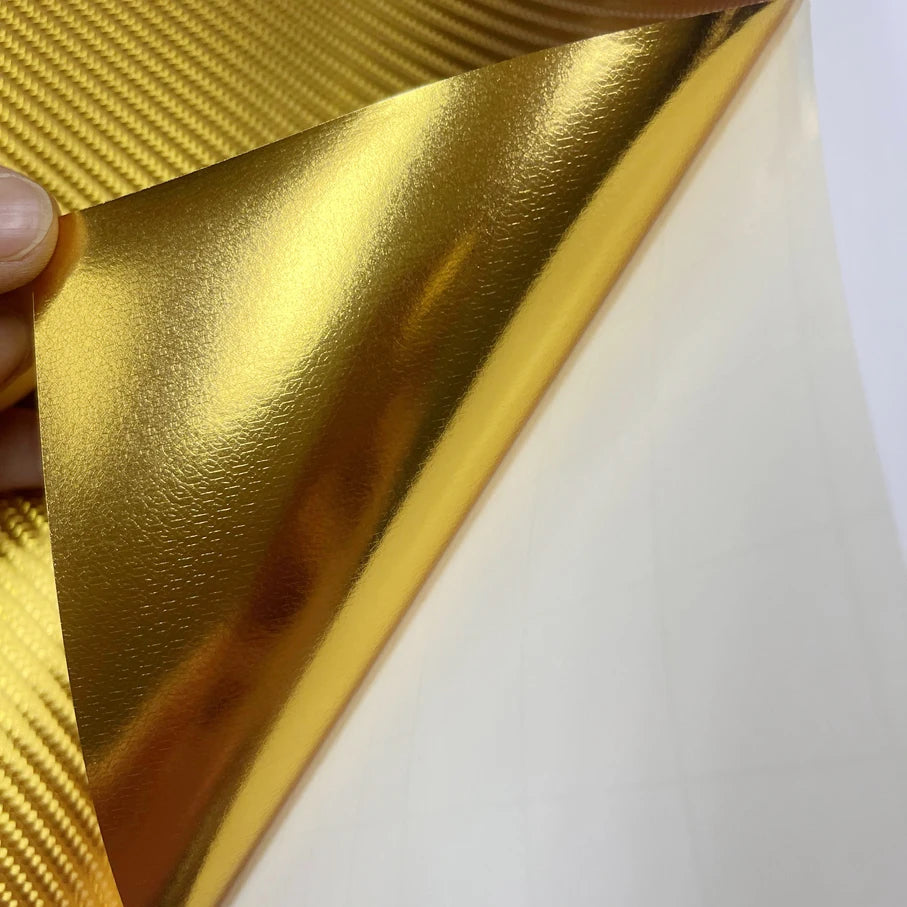 Premium Chrome 4D Golden Carbon Fiber Vinyl Film Motorcycle