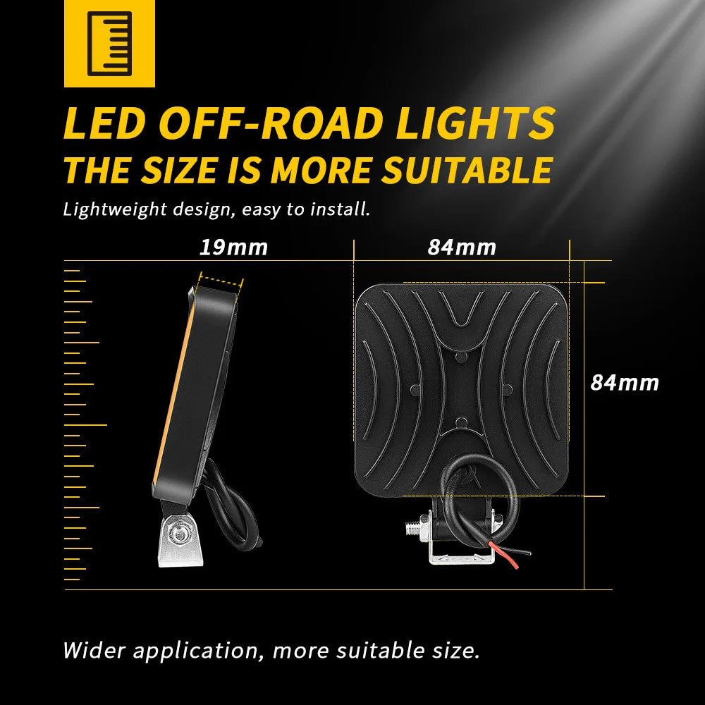 Waterproof 16leds Work Square Spotlight 48W 12V SUV Truck