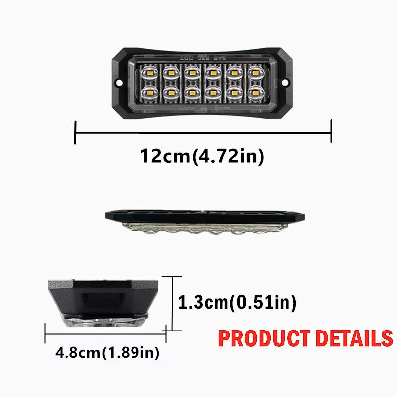 Yellow White Blue Red 12LED Emergency Beacon Warning Hazard