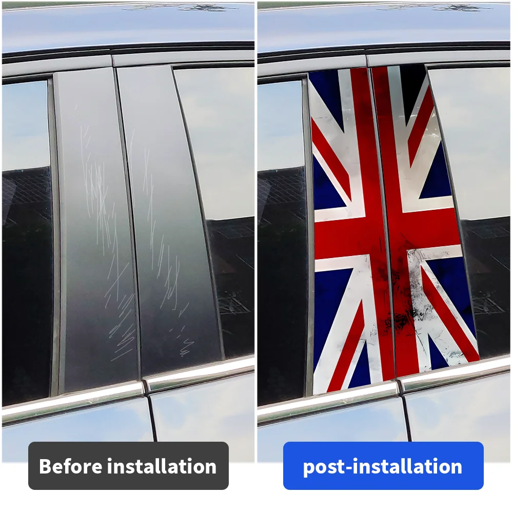 For MINI Auto B-pillar Union Flag Stickers Center Column Decor