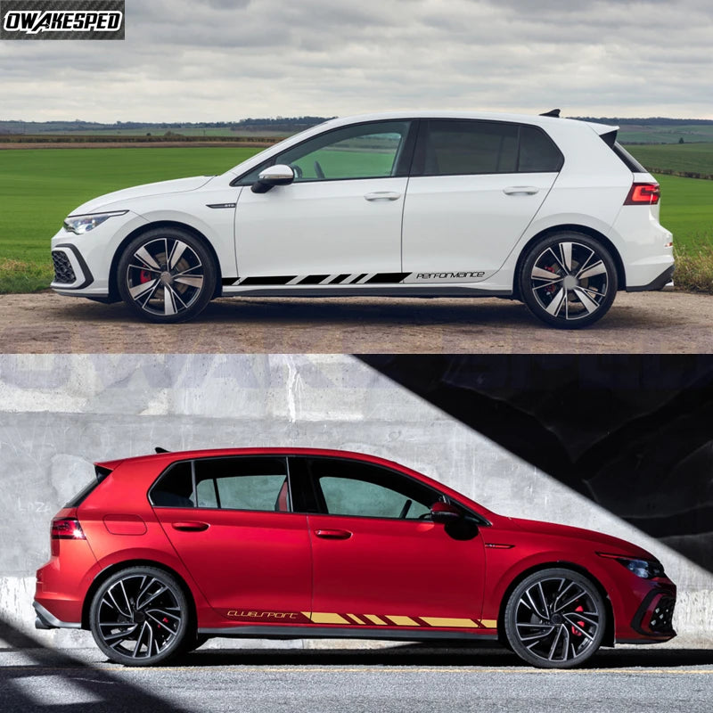 2PCS Door Side Skirt Sticker Performance Sport Stripes