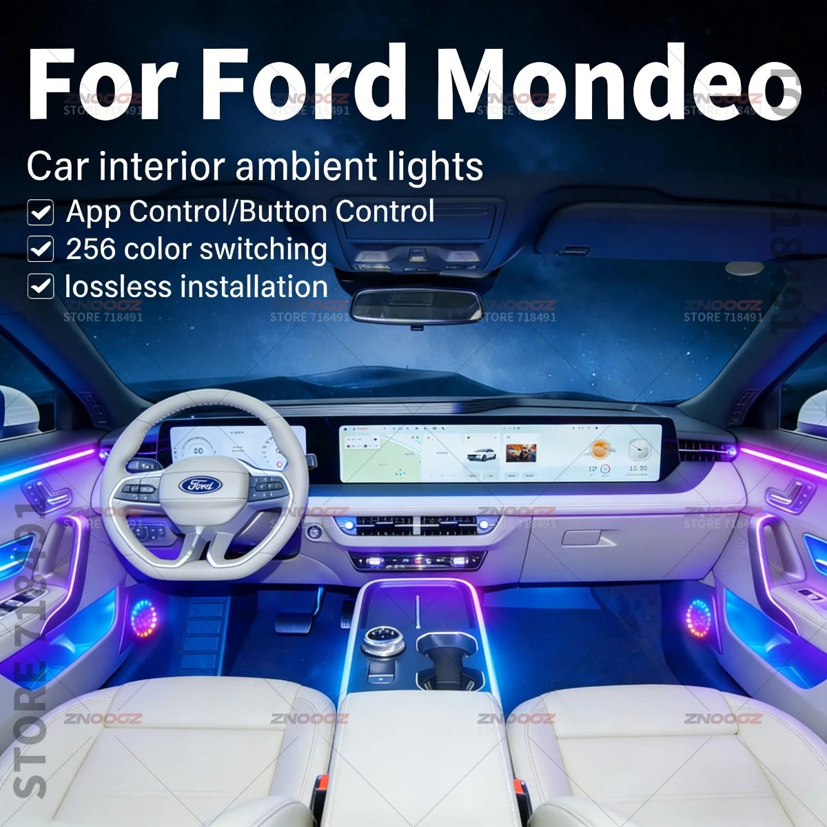 For Ford Mondeo 22IN1 RGB Interior Acrylic Ambient Hidden Strip
