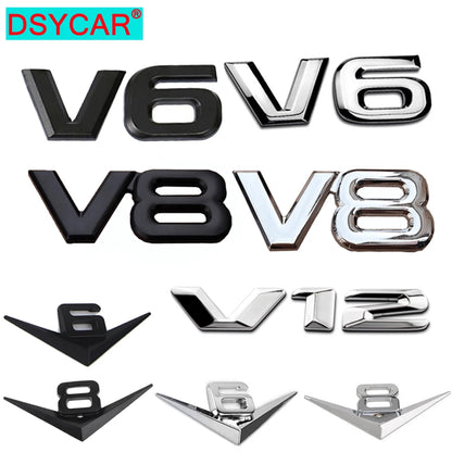 For Universal 1PCS 3D Metal Decal Self Adhesive V6 V8 v12truck