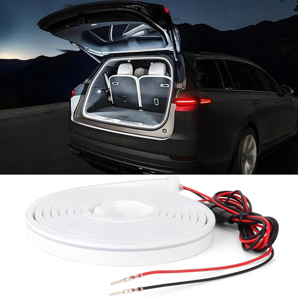 Car LED Trunk Lighting Ambient Lights Front Rear Luggage Compartment Lighting Dynamic Flowing Flexible Decoration Tailga
