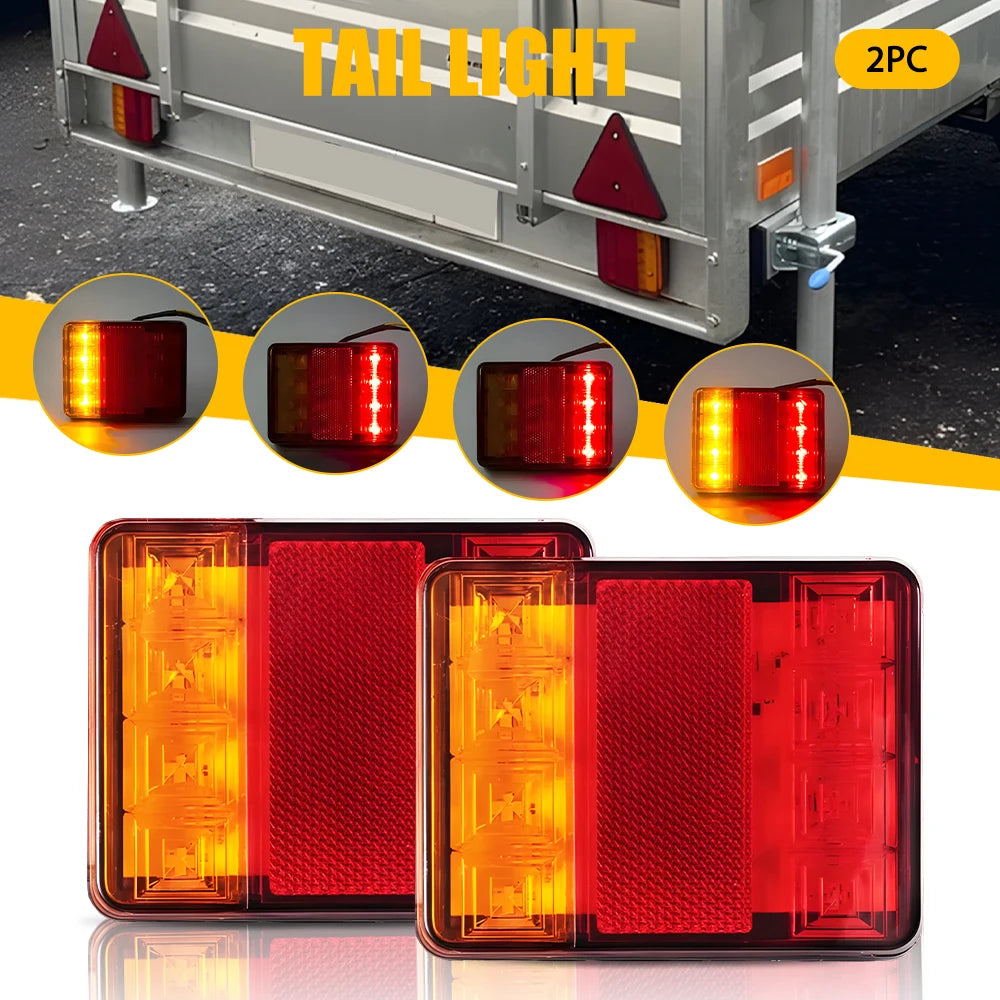 For Caravans 2PCS 120MM Tail Amber Red Driving Brake Stop Turn