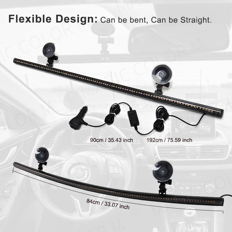 3030 Beads Front Windshield Strobe Bar Traffic Signal Waterproof