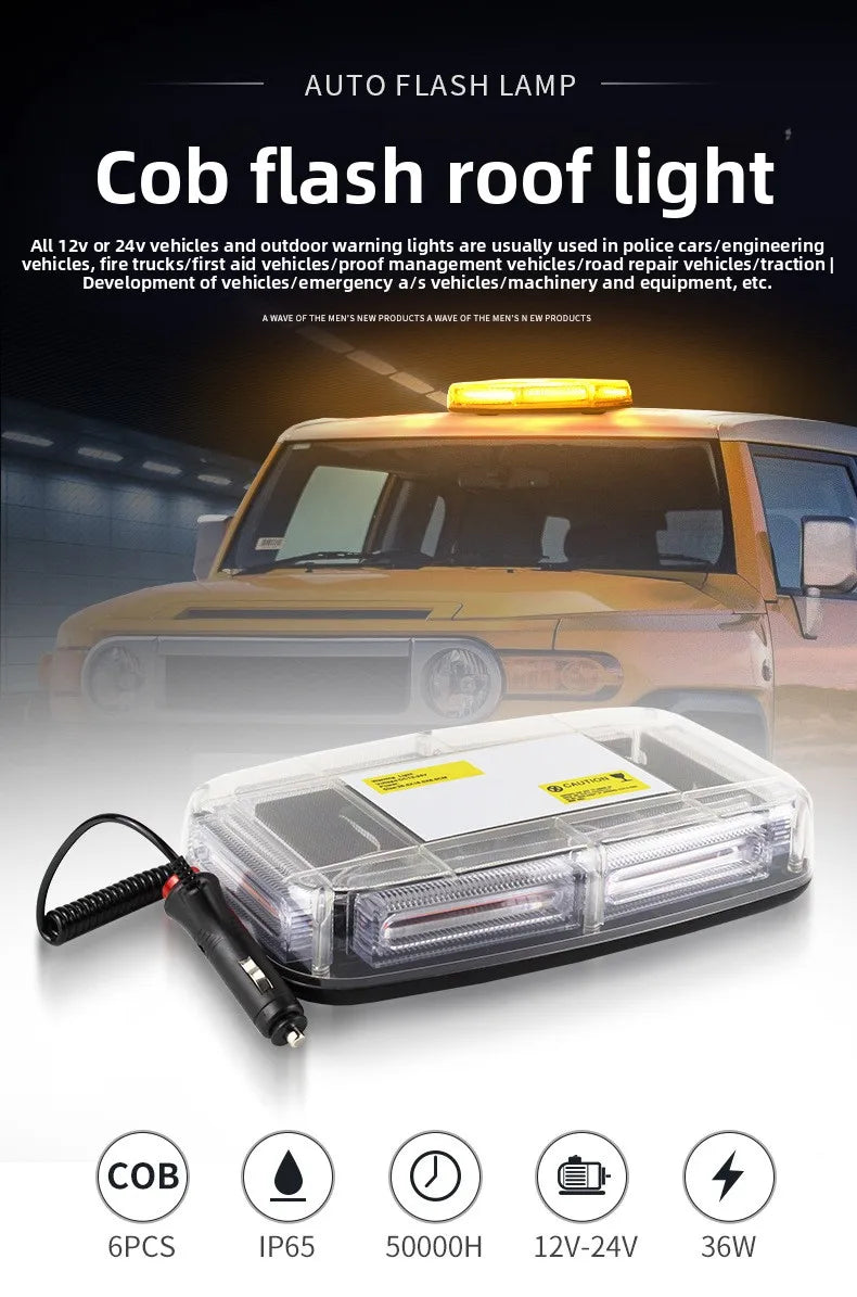 12-24v Cob MINI Short Row Warning Truck Construction Rescue