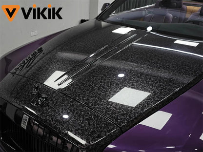 Glossy Black Forged Carbon Fiber Vinyl Wrap Self Adhesive