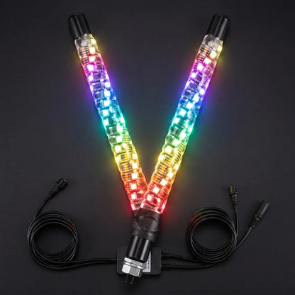 For Vehicle Flagpole Decoration 1FT Dual Flagpole APP Remote