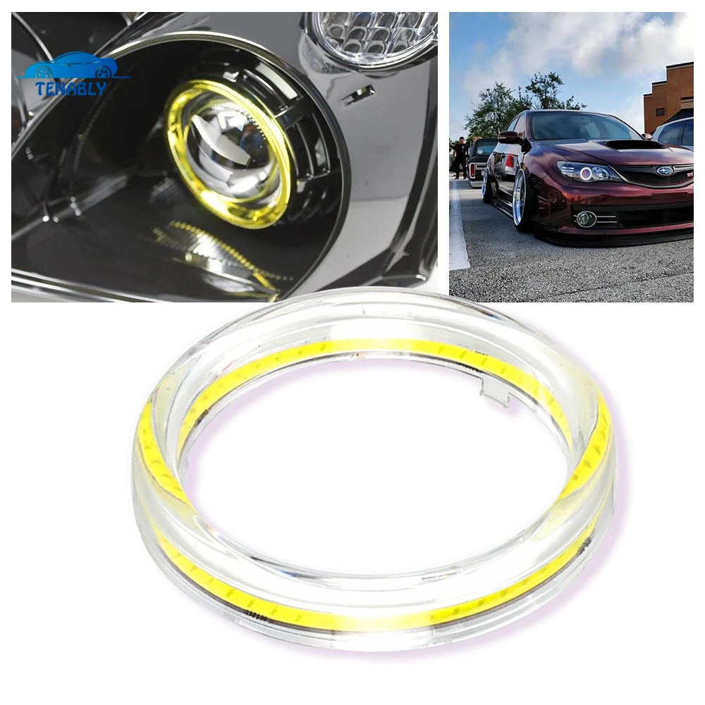 2PCS Cob Angel Eye White Motorcycle Headlight Circle Ring