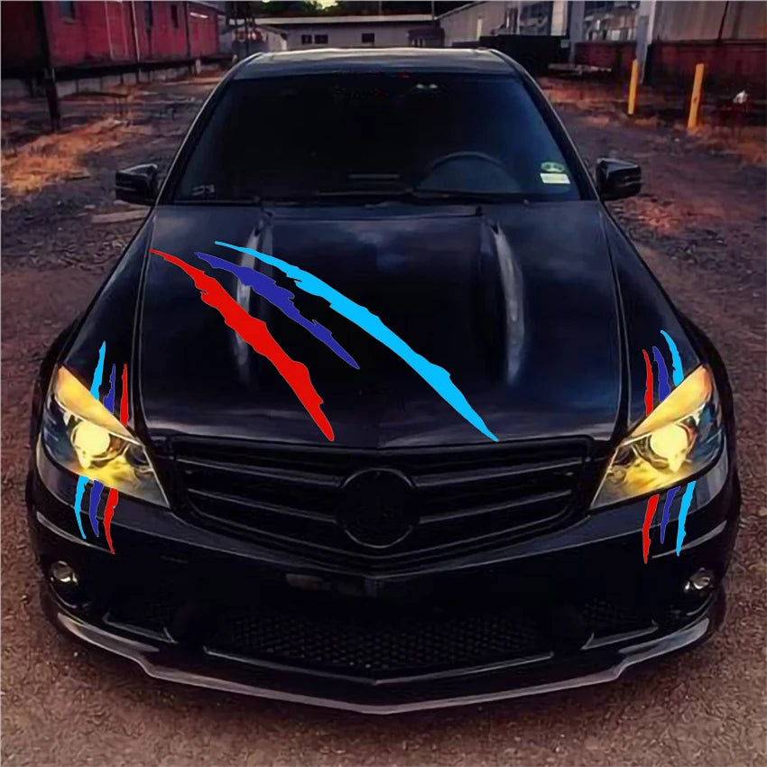 Jdm Torn Stripe Monster Claw Scratch Decal Hood Side
