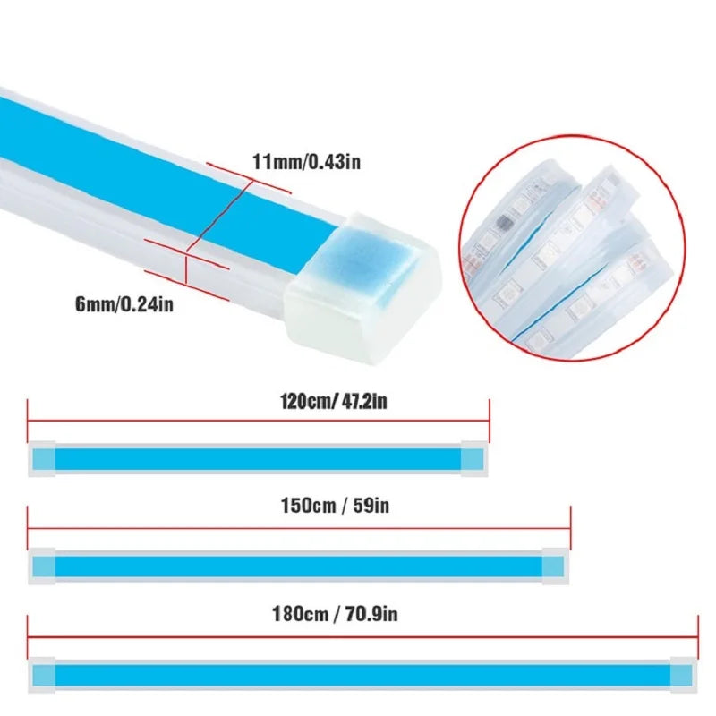 120CM Hood Daytime Running Strip Lighting Flexible Ambient Neon