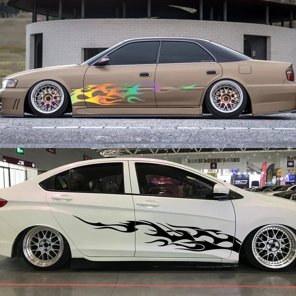 For All Pieces Vinyl Flame Pattern Sports Body Side Stickers Are