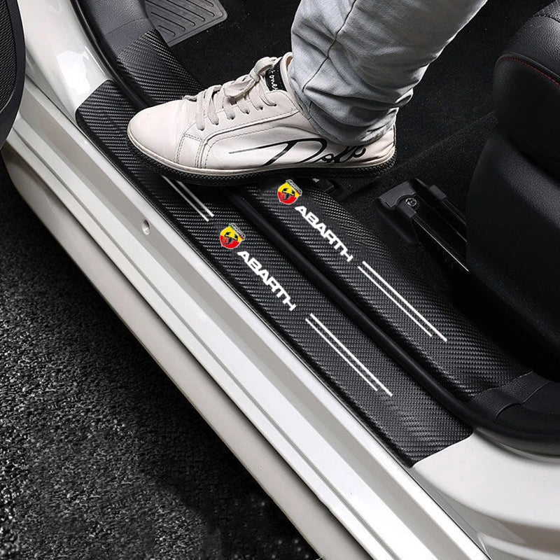 For Fiat Abarth 595 Abarth 500 Carbon Fiber Stickers Door Sill