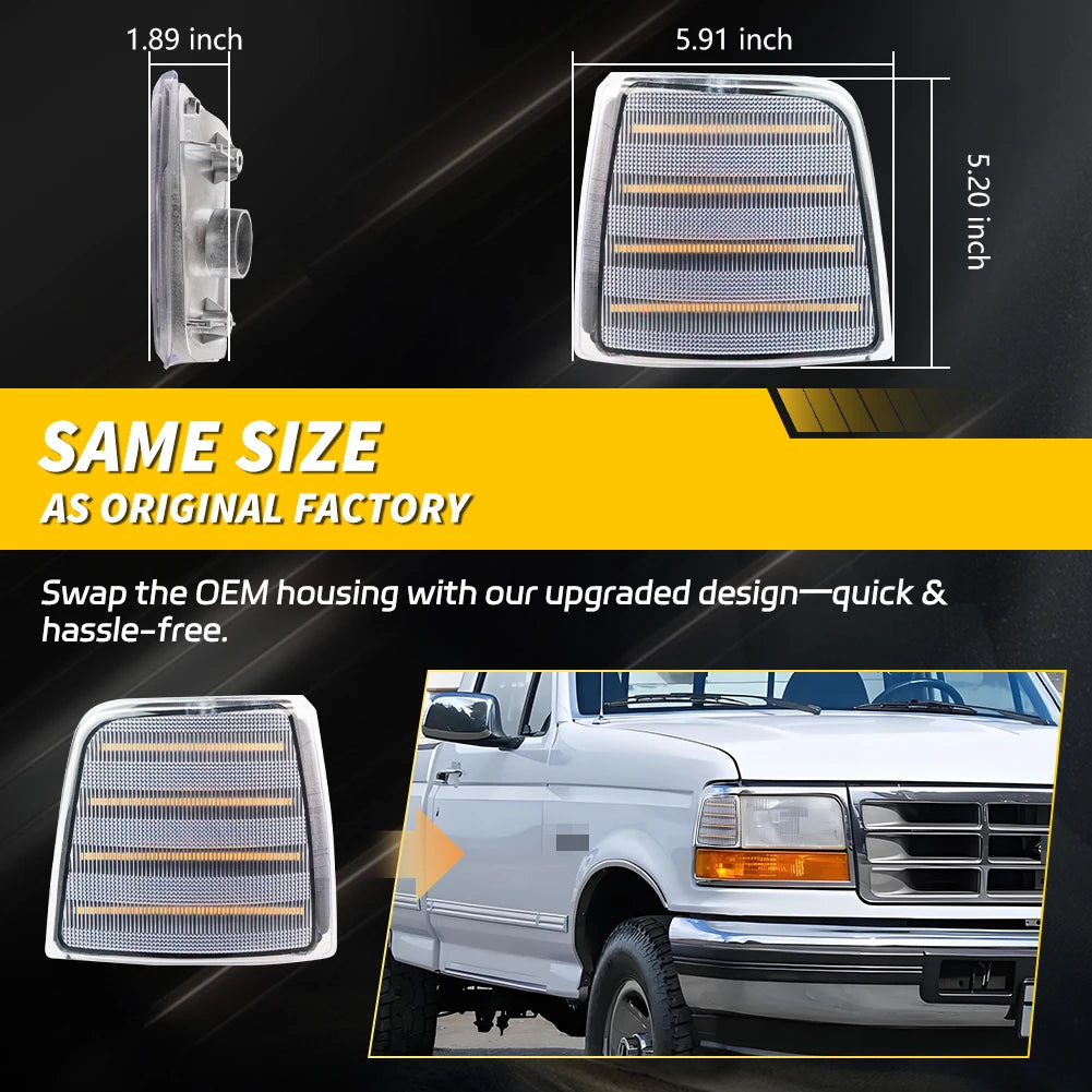 For 1992-1997 Ford Bronco F150 F250 2PCS Front Corner Side