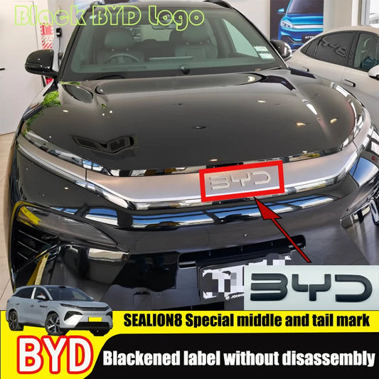 For BYD Sealion8 Black Front Emblem Rear Badge Black Warrior