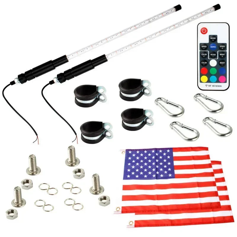 1PC 4FT RGB Flagpole Adjustable ATV off-road Brake Remote