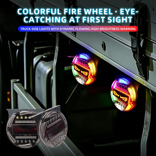 2PCS 12V 24V RGB Round Demon Eyes Truck Trailer