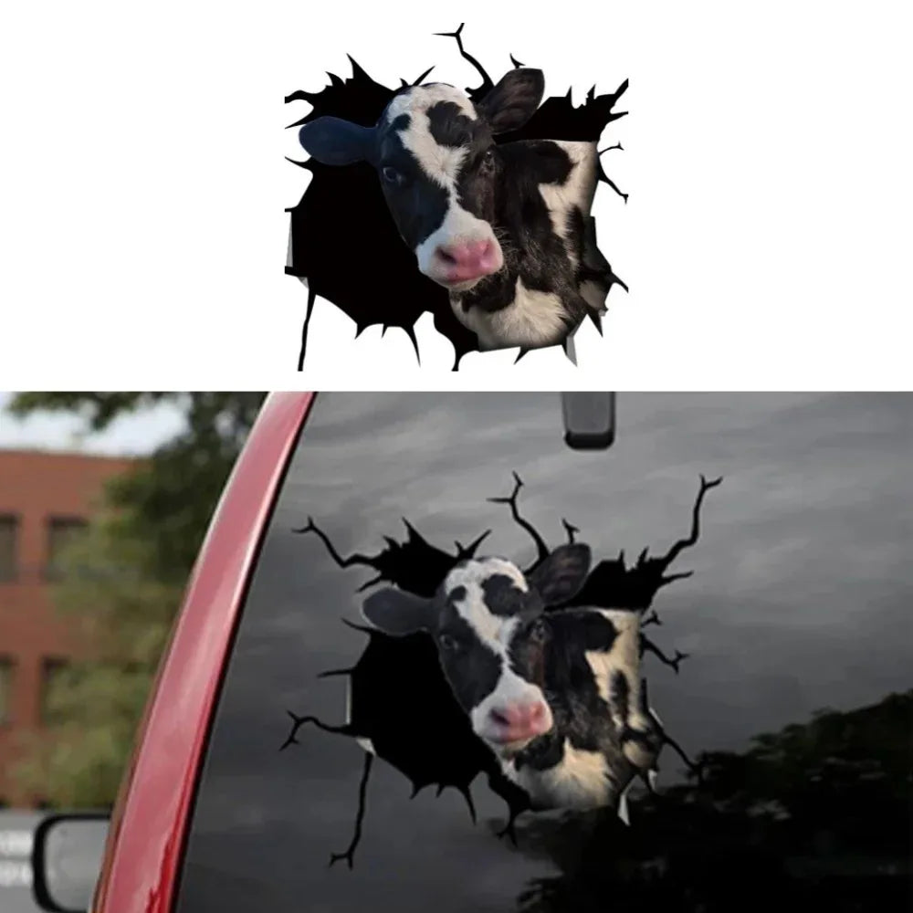3D Piggy Cattle Horse Crack Animal Stickers Funny Window