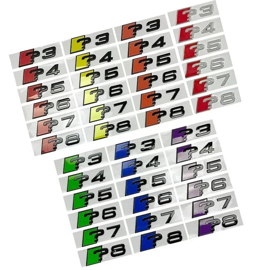 For A3 A4 A5 A6 A7 ABS Side Decals Letter Stickers Trunk Emblem