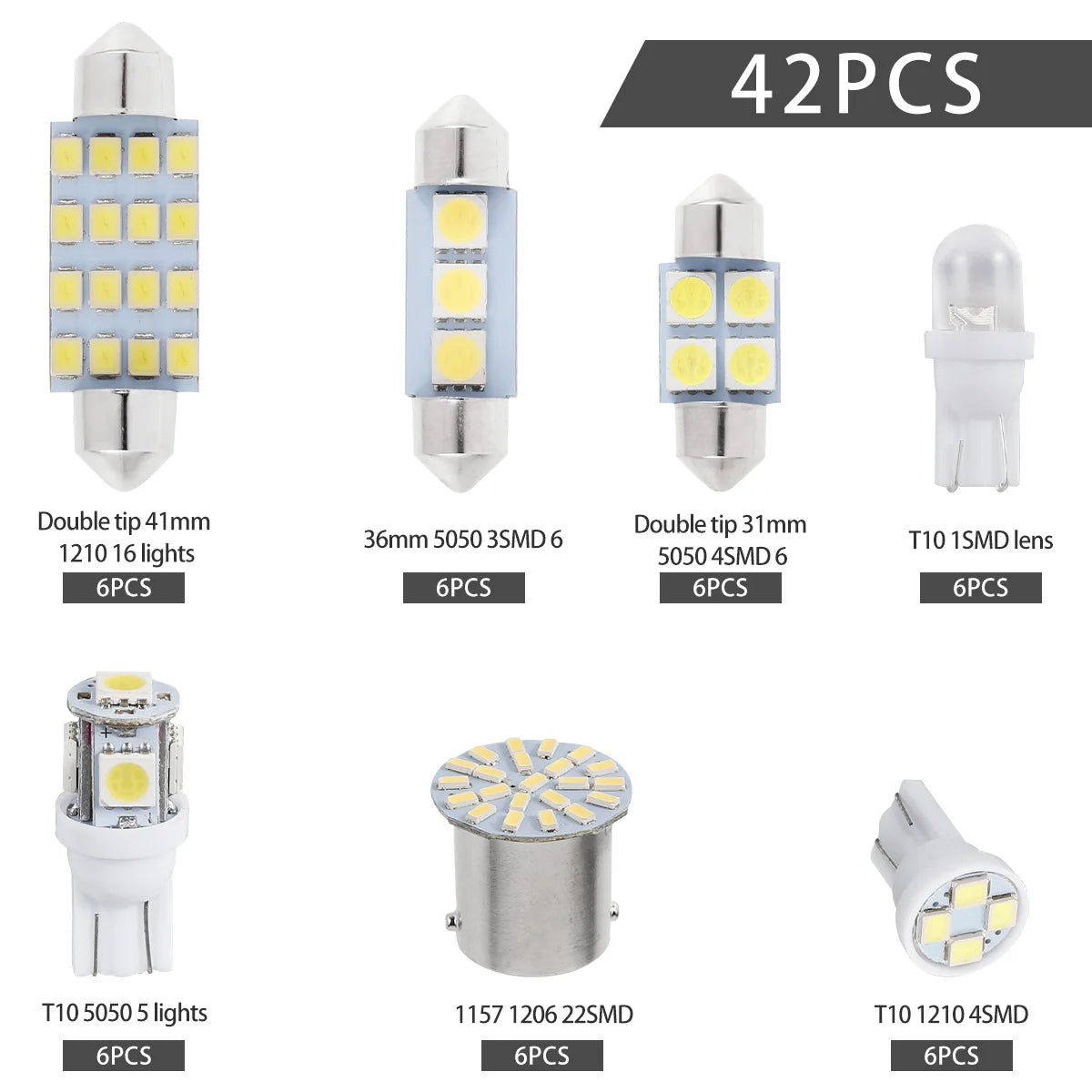 42PCS Interior T10 6000K Smd Replacement License Plate Reading