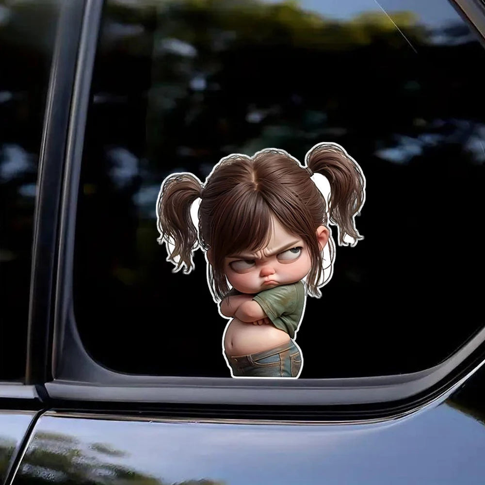 For Laptop 11.5x13cm Angry Girl Cartoon Vinyl Decal