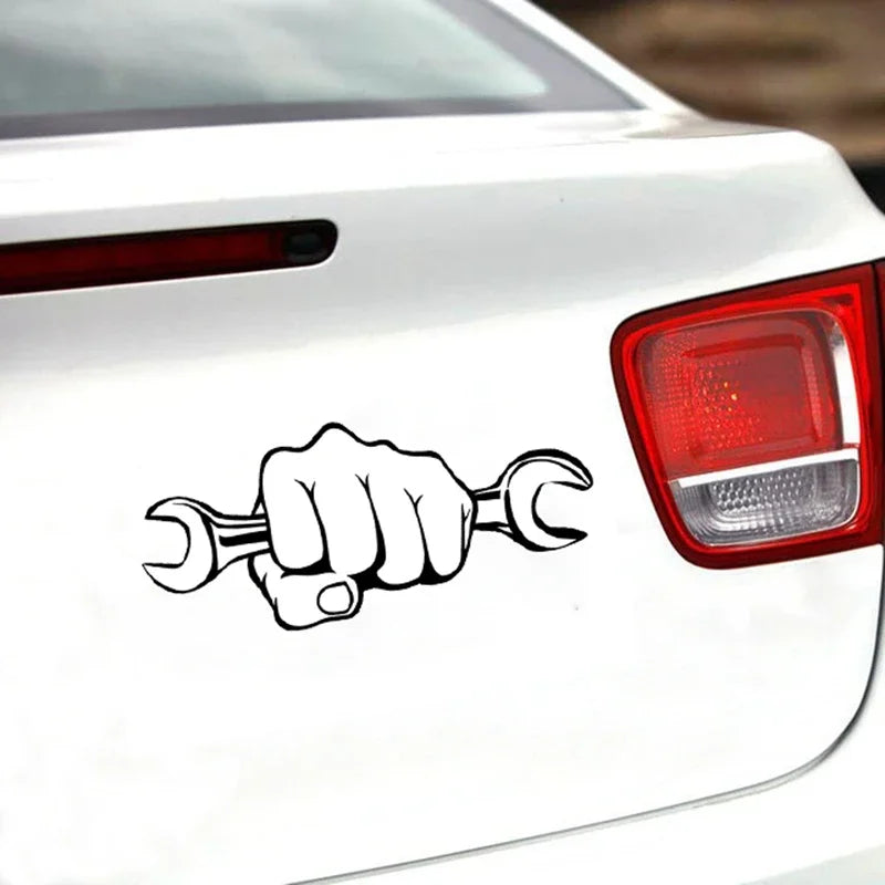 Sticker Vinyl Mechanic Holding A Wrench 3D On Funny