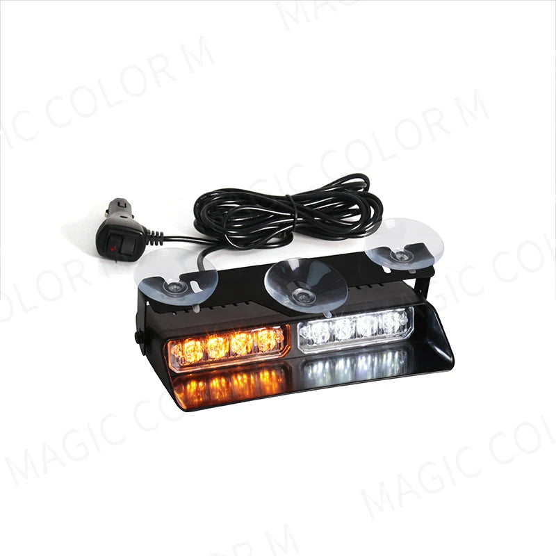 For Flash Warning Lamp Windshield Bar Strobe Beads Ywllow White