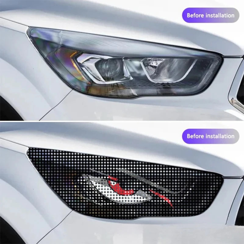 For Auto Exterior Modification Decor Vinyl 1pair Mesh Demon Eye